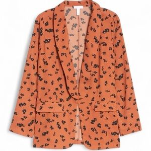 NWT Nordstrom Leith Floral Print Blazer in a rust/orange and black
Size Medium